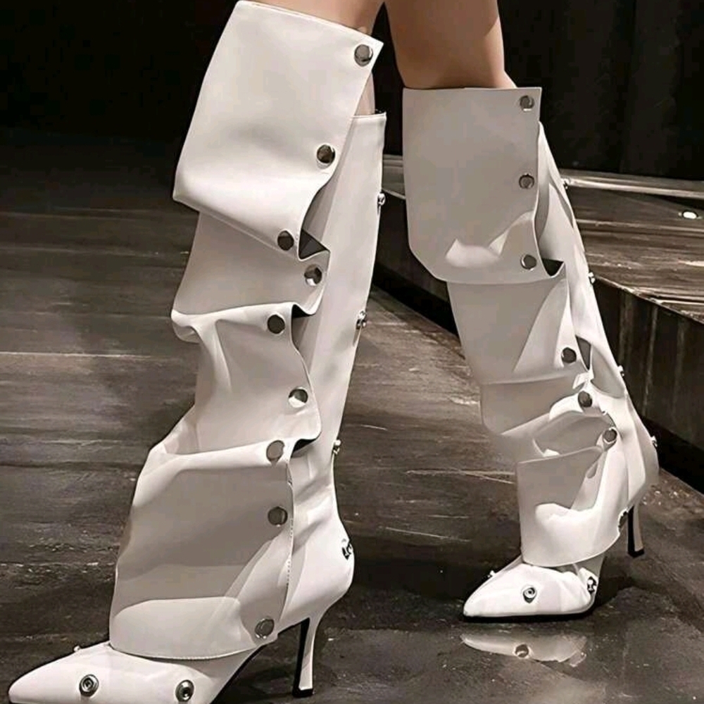 Stylish White Knee-High Boots